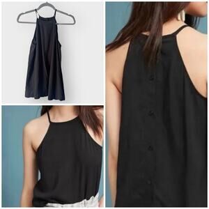 Cloth & Stone Anthropologie black halter tank with button up back size XS